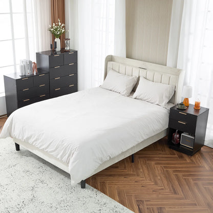 UBesGoo Dresser for Bedroom Wood 4 Drawers Dressers, Fluted Modern Dresser, White