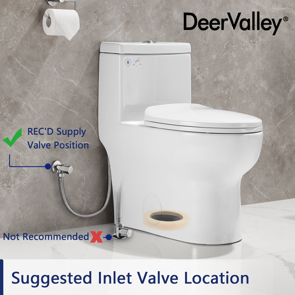 DeerValley Ally 10 in. Rough in Size 1-Piece 0.8/1.28 GPF Dual Flush Elongated Toilet in White, Seat Included