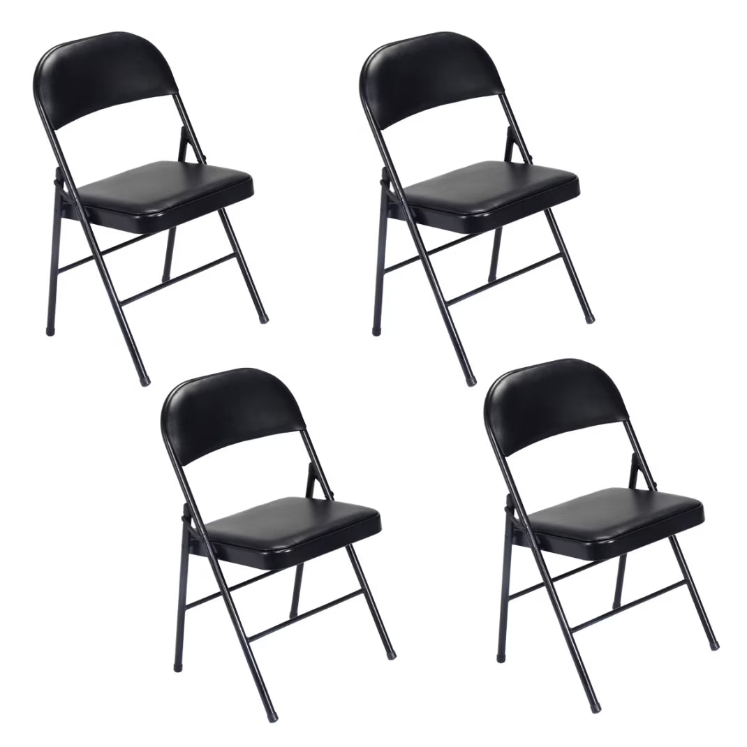 4 Pack Folding Chairs, Cushioned Padded Seat, Wedding Chairs with Metal Frame for Home, Office, Party Use, Light  Brown