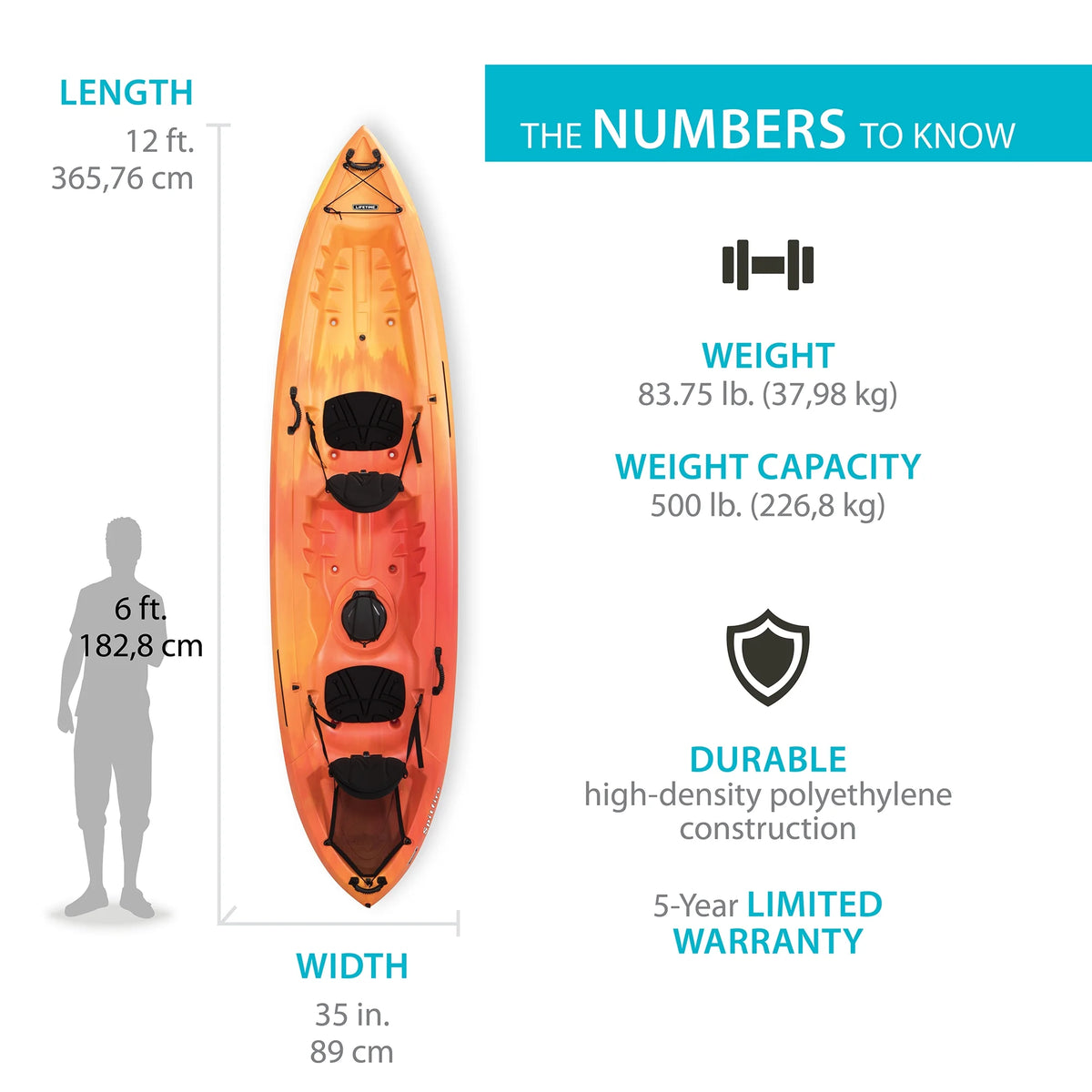 Lifetime Spitfire 12 ft Tandem Kayak, Sunset Fusion (90915)