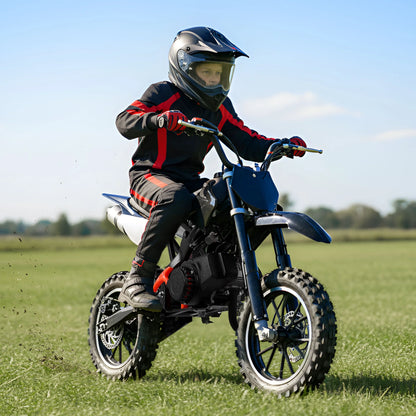 Gpower Gasoline 49cc Dirt Bike for Kids 6-15,2-Stroke Gas Power Mini Dirt Bike,1-Seater,Blue