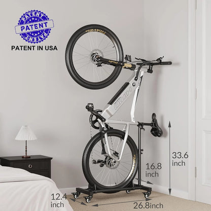 Vertical Bike Stands (2 Pack)��Standing Bike Rack for Garage Floor��Upright Bicycle Floor Stand Indoor Bike Holder with Adjustable Height for Garage & Apartment - for Wheels Sizes up to 29��