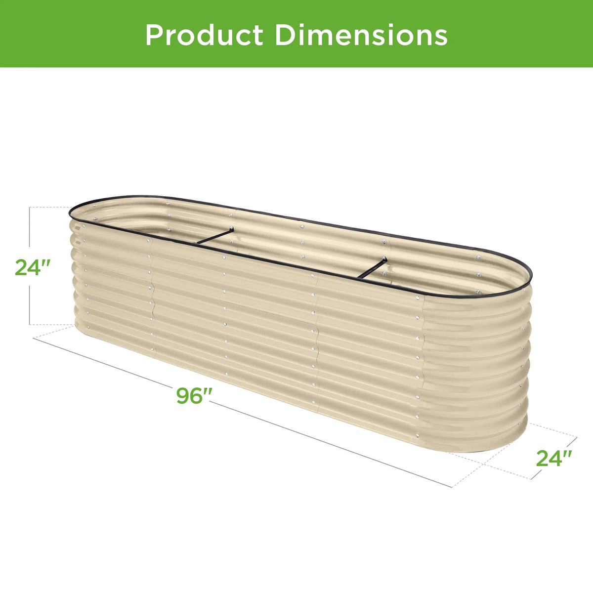 Best Choice Products 8x2x2ft Metal Raised Garden Bed, Oval Outdoor Planter Box w/ 4 Support Bars - Charcoal