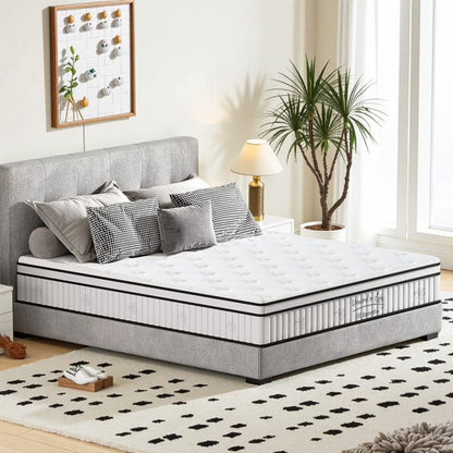 12 Inch Hybrid Queen Mattress - Medium Firm Support, Pocket Coils & Pressure Relief, Hypoallergenic Bed-in-a-Box