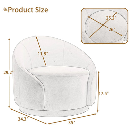 360�� Swivel Accent Chair for Living Room, Boucle Barrel Armchair Single Sofa Chair Reading Chair, Sage Green