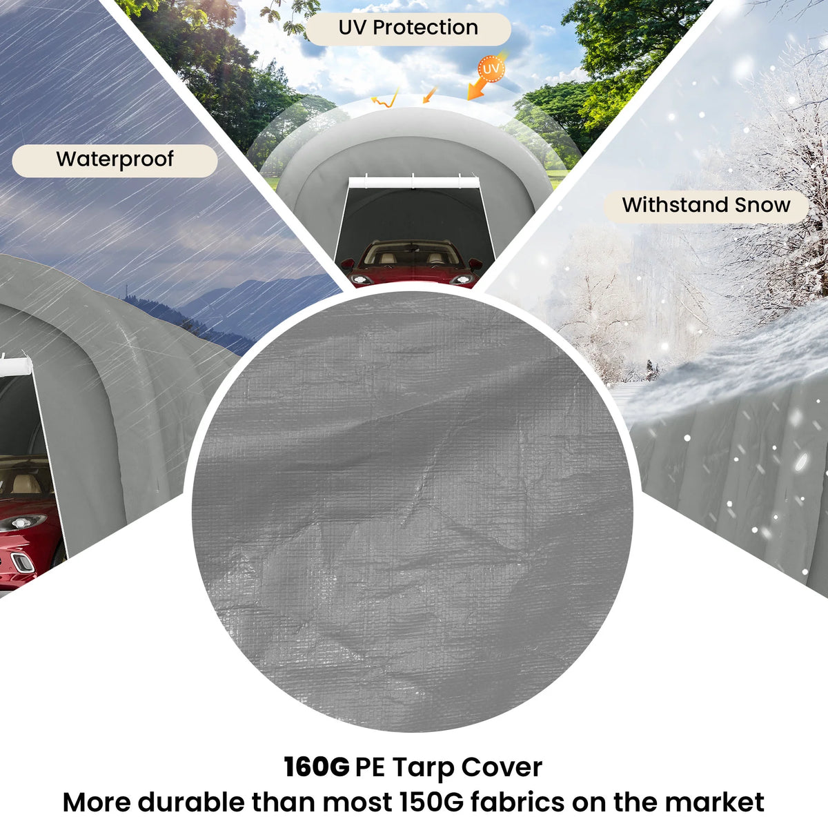 COSIEST 10'x20'Heavy Duty Carport ,Portable Outdoor Canopy Garage with Waterproof PE Roof and Steel Frame