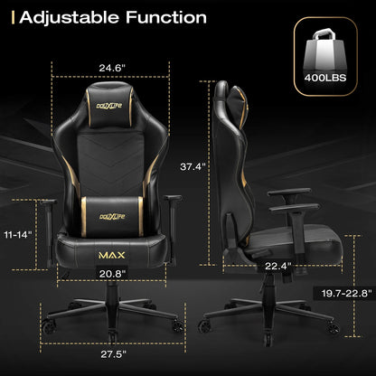 Douxlife Massage Gaming Chair, Spring Cushion, Breathable Fabric Gaming Chair with Footrest, Ergonomic Computer Chair for Adults & Kids