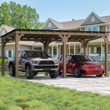 VEIKOUS 8' x 5' Outdoor Hardtop Gazebo, BBQ Grill Gazebo w/ Workstation Shelves for Lawn, Garden, Deck