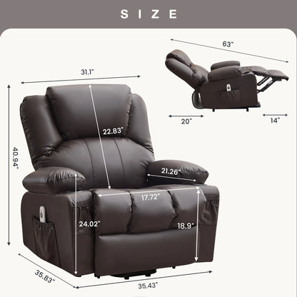 JONPONY Power Lift Recliner Chair Recliners for Elderly with Heat and Massage Recliner Chair for Living Room with Infinite Position and Side Pocket,USB Charge Port,Black