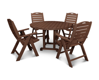 POLYWOOD Nautical 5 Piece Transitional Outdoor Folding Dining Table Set, Gray