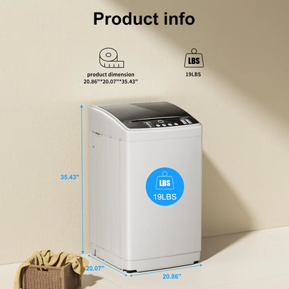 TABU Washer and Dryer Set, 17.6LBS Full Automatic Washing Machine & 8.8LBS Portable Dryer (Gray&White)
