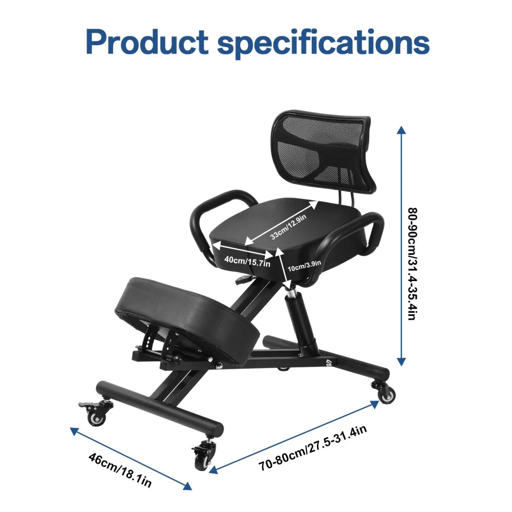 Ergonomic Kneeling Chair with Smooth Casters, Thick Comfort Padding for All-Day Comfort in Medical Offices or Therapy Clinics(A)