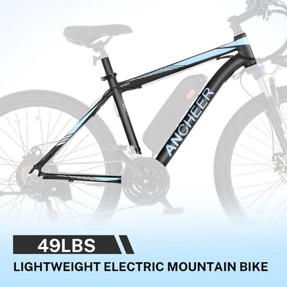 ANCHEER 26'' Electric Bike Adults/Electric Mountain Bike with 500W Motor, Up to 50 Miles commuter Ebike/Electric Bicycle with Removable 48V-7.8Ah Battery