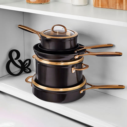 Thyme & Table Supreme 12-Piece Non-Stick Cookware Set, Pots and Pans Set- Bronze