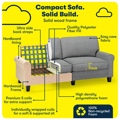 Serta Copenhagen 78" Rolled Arm Sofa with Removable Covers Dark Brown