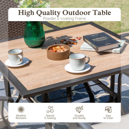 Alpha Joy 8-Piece Outdoor Patio Dining Set with 13 ft Umbrella, Rattan Chairs & Rectangle Table Set for 6, Beige Umbrella