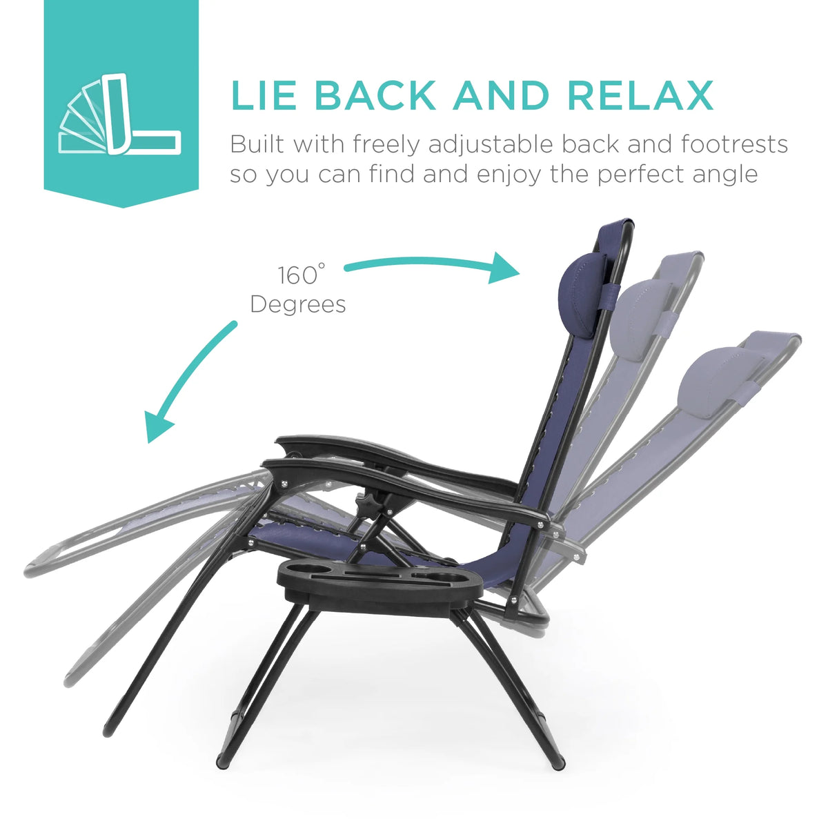 Best Choice Products Set of 2 Zero Gravity Lounge Chair Recliners for Patio, Pool w/ Cup Holder Tray - Gray