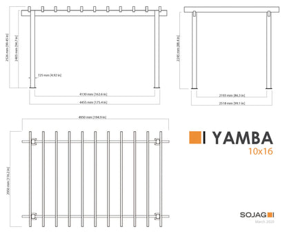 Sojag Outdoor 10' x 10' Yamba Pergola Square Shaped Gazebo, Dark Grey