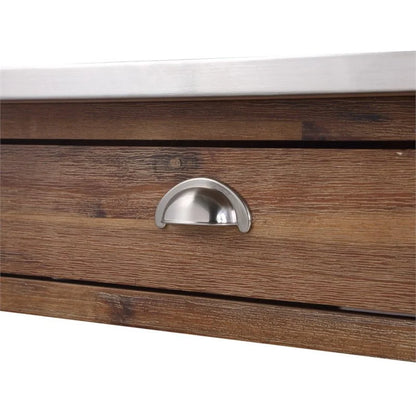 Boraam Sonoma 35.75in. H Wood Kitchen Cart with Stainless Steel Top - Barnwood Wire-Brush Finish