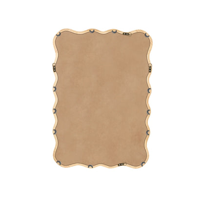 Solid Wood Wavy Frame Modern Mirror - 40x28 Inches Durable Farmhouse Wall Decor for Bathroom, Living Room & Entryway with Easy Install