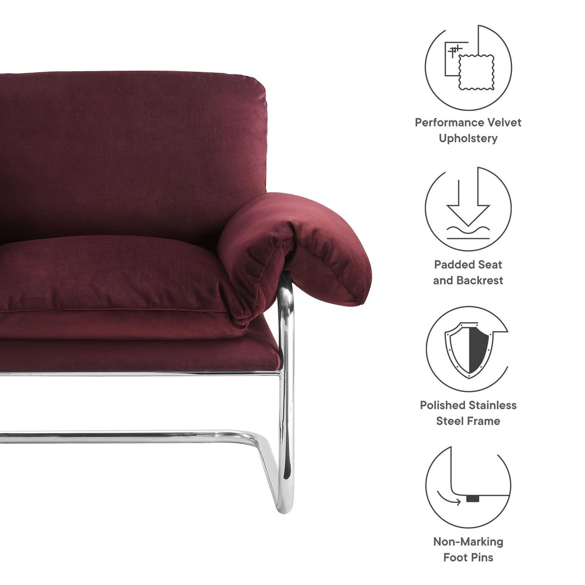 Accent Chair, Brown, Velvet, Living Room Lounge Cafe Lobby Hospitality Restaurant, Modern Contemporary, HB37765