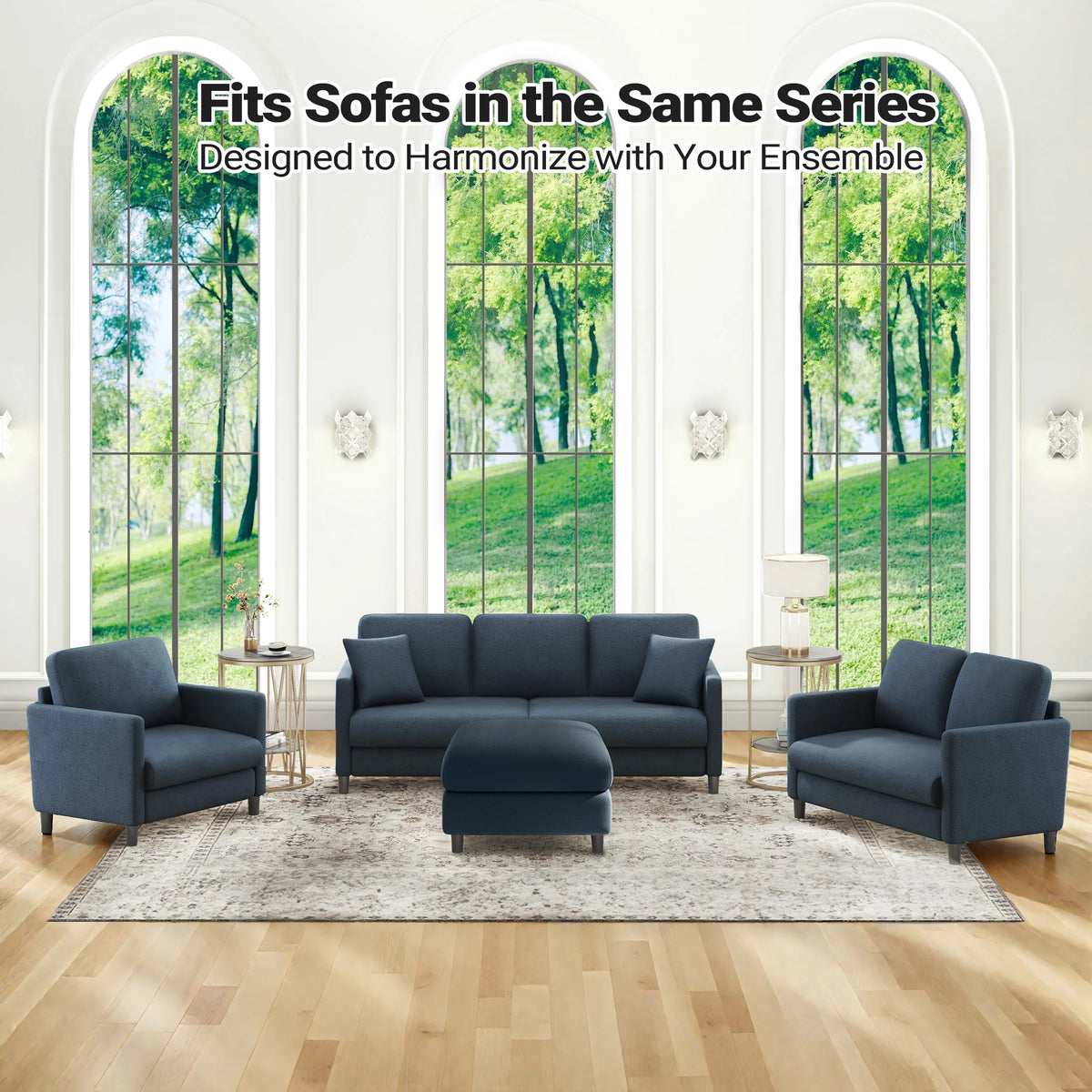 Domusensus Sofas for Living Room, 82" Loveseat Sofa, Couches for Living Room Included 2 Pillows, Teddy Fleece Love Seat Couches, Small Couch, Blue