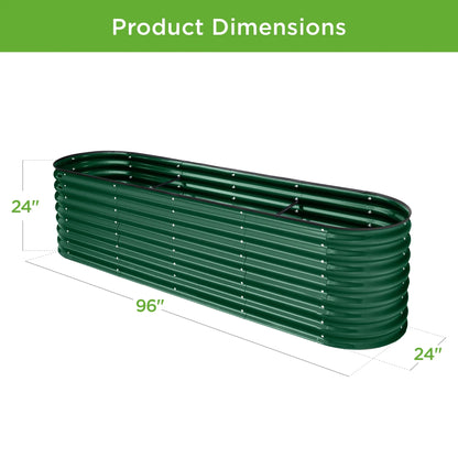 Best Choice Products 8x2x2ft Metal Raised Garden Bed, Oval Outdoor Planter Box w/ 4 Support Bars - Charcoal