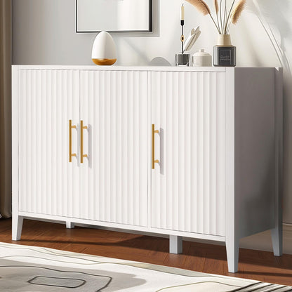 Black Accent Cabinet, Atumon Storage Cabinet Furniture, Modern Buffet Sideboard, Wooden Accent Cabinet with 3 Doors, Accent Storage Cabinet for Entryway Hallway Living Room, 48"L x 17.7"W x 31.9"H