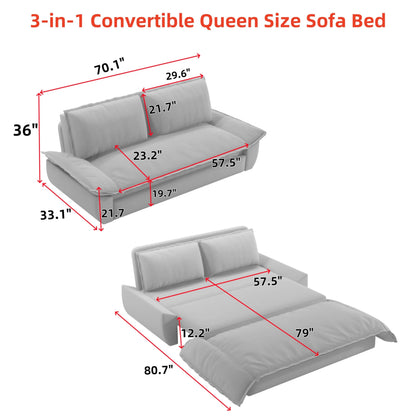 Tabaray 63.8" Futon Sofa Bed Queen Size, Pull Out Bed, 3-in-1 Convertible Sleeper Sofa with Side Pocket, Modern Plush Velvet Futon Couch for Living Room, Small Space, Apartment, Bedroom, Black