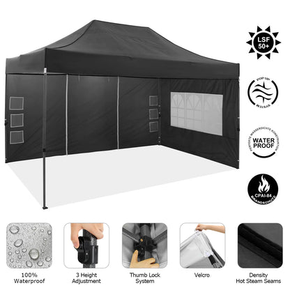 COBIZI 10x15ft Pop up Canopy, Easy up Heavy Duty Canopy Tent with 4 Removable Sidewalls,Gray