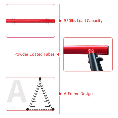 IVV Swing Stand for Porch, Outdoor Heavy Duty Swing Frame, Steel Metal Frame with 4 Ground Pegs, 73" Height Holds Up to 550lbs, Red (Swing NOT Included)