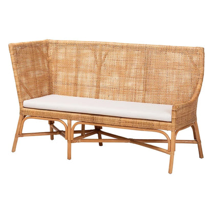 bali & pari Baako Bohemian Light Honey Rattan 2-Piece Dining Nook Bench Set