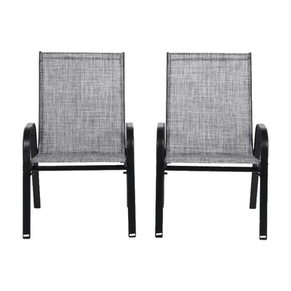 4 Piece Patio Chairs, Outdoor Camping Chairs with Breathable Textilene Fabric, Set of 2 Garden Chairs with Armrest High Backrest for Garden Patio Pool Beach Yard Space Saving ( Brown)
