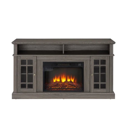 TV Stand with Fireplace, 58" Electric Fireplace Heater TV Stand for 65" TVs, Wood Fake Fireplace Heater, Dark Walnut Electric Fireplace Entertainment Center