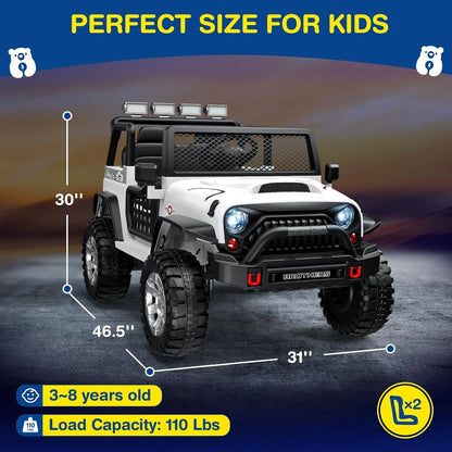 L8 Ride On Car, 2 Seater, 12V Kids Electric Car w/Remote Control, 4-Wheel Suspension, Bluetooth Speaker, Multi Music Modes, 3 Speeds, LED Lights, Xmas & Birthday Gift Ideas for Kids Ages 3+