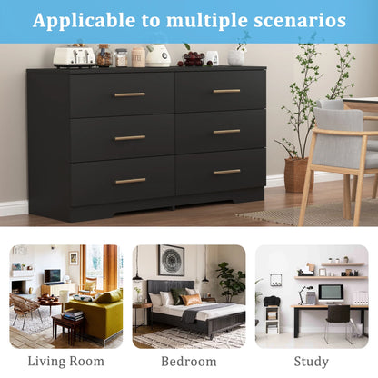 Kadyn White Chest of Drawer, 6 Double Drawer Dresser for Bedroom, Modern Storage Cabinet for Living Room, Dresser