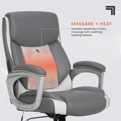 Sharper Image S-120 Massage and Heat Office Chair, Gray/White