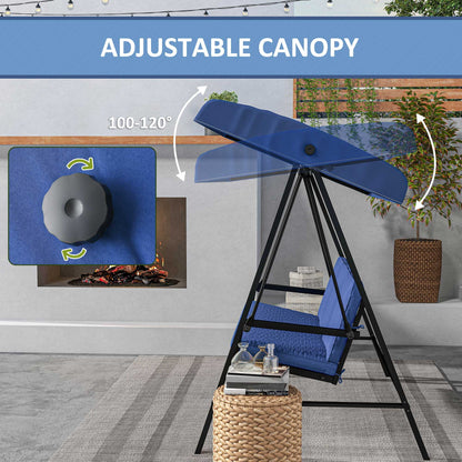 Outsunny 3-Seat Outdoor Porch Swing, Patio Swing Chair with Adjustable Canopy, Removable Cushions for Garden, Backyard, and Poolside, Beige
