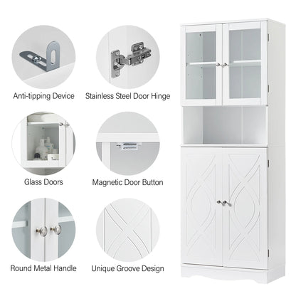 Bellemave White Tall Storage Cabinet with Adjustable Shelf Bathroom Cabinet with 1 Drawer and Storage Rack Large Freestanding Wood Cabinet Storage Organizer Floor Cabinet, White