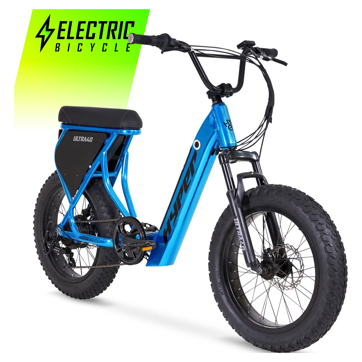 Hyper Bicycles Ultra 40 20" 36V Electric Bike for Adults, 250W E-Bike Motor, Matte Black