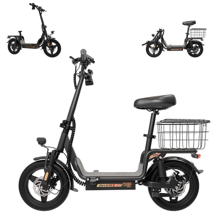 Skeri Electric Scooter with Seat for Adult and Basket, 14 Inch Tire Electric Scooter with Dual Shock Absorbers, 350W Motor with 25-Mile Range, Speed Up to 20 MPH (Gen 2.0)