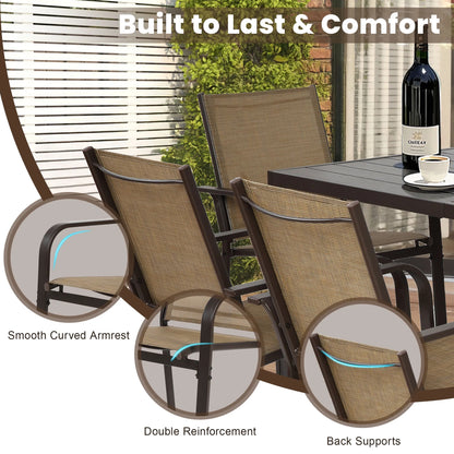 Seizeen 7-Piece Outdoor Table and Chairs, Patio Table Set with 6 Rattan Chairs, All-weather Outdoor Patio Dining Sets Rectangular Metal Table with Acacia Wood Top, Umbrella Hole, Gray