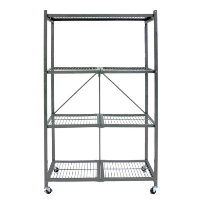 Origami 2-Pack R5 Series Heavy-Duty 4-Tier Foldable Steel Shelf, Pewter