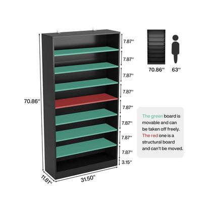 Hommoo Modern Wood Freestanding Shoe Cabinet, 8 Tiers 40-45 Pairs Shoe Storage Rack Organizer for Entryway, Gray
