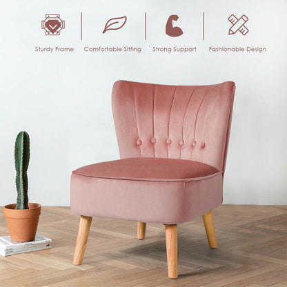 Gymax 2PCS Accent Chair Armless Leisure Chair Single Sofa w/ Wood Legs Pink