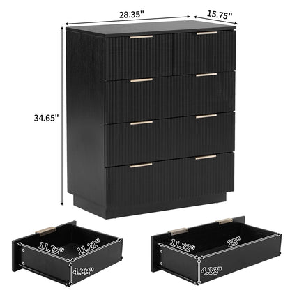 UBesGoo Dresser for Bedroom Wood 4 Drawers Dressers, Fluted Modern Dresser, White