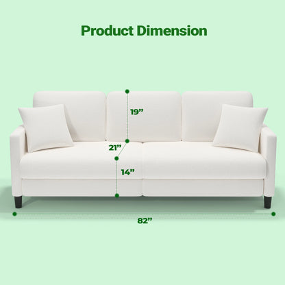 Domusensus Sofas for Living Room, 82" Loveseat Sofa, Couches for Living Room Included 2 Pillows, Teddy Fleece Love Seat Couches, Small Couch, Blue
