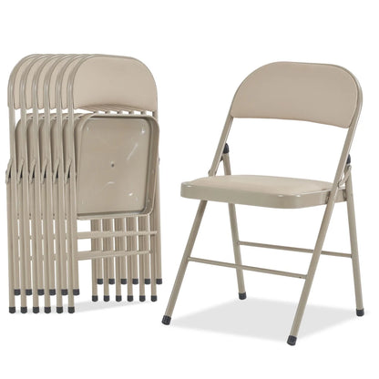 4 Pack Folding Chairs, Cushioned Padded Seat, Wedding Chairs with Metal Frame for Home, Office, Party Use, Light  Brown