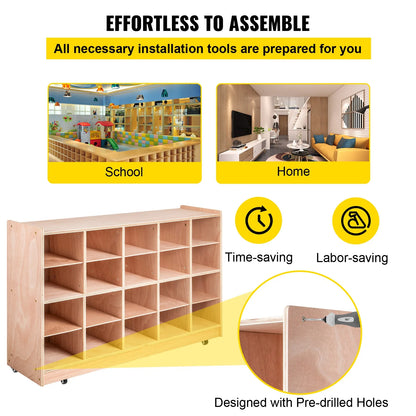 BENTISM Classroom Storage Cabinet Preschool Storage Shelves Wooden 8 Grids Toys Books
