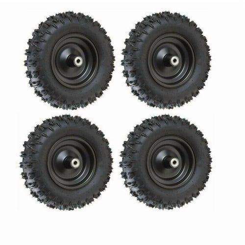 4pcs Front 4.10-6 Tires and Wheels Rims and 12mm Bearings 6" Go Kart Wheel 4.10x6 Tubeless Tire for ATV Quad Mini Bike Scooter Lawn Tractor Mower 4 Wheelers Drift Trike Snow Blower Wheelbarrow